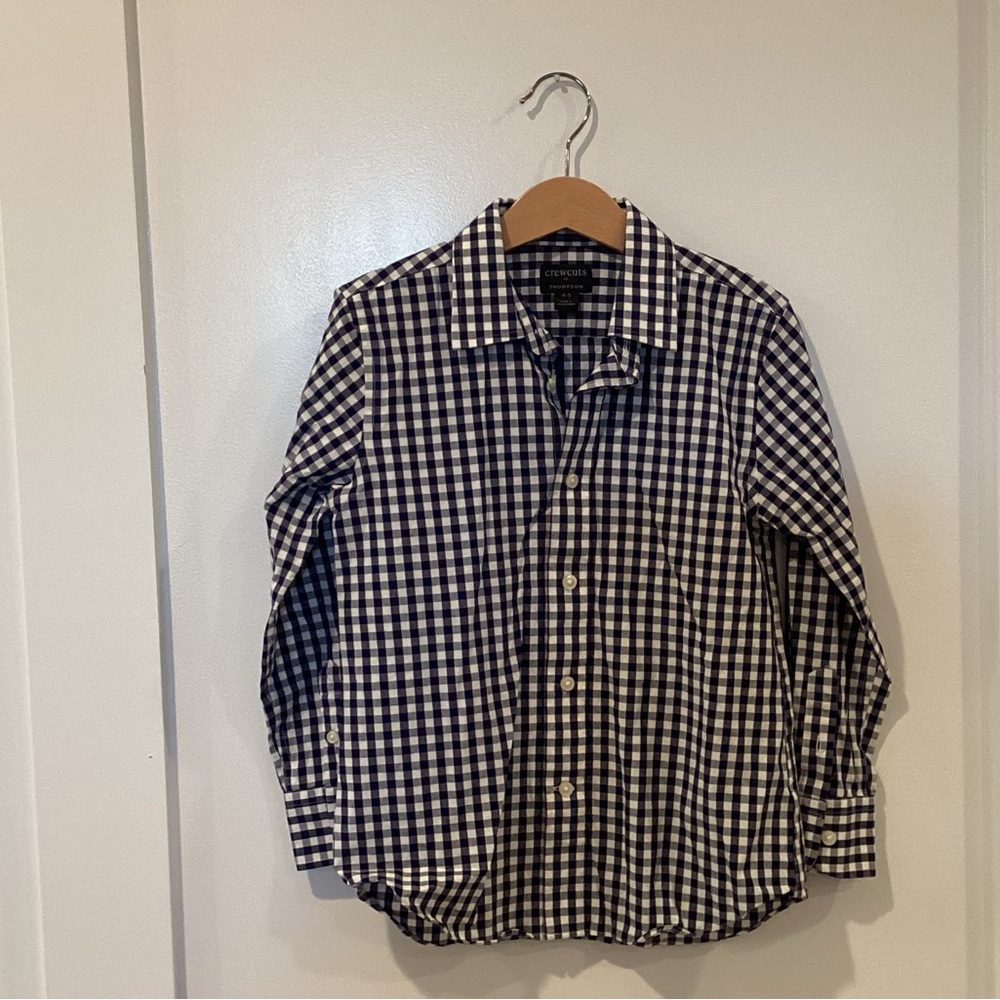 Crewcuts Navy and White Gingham Button-Down Shirt